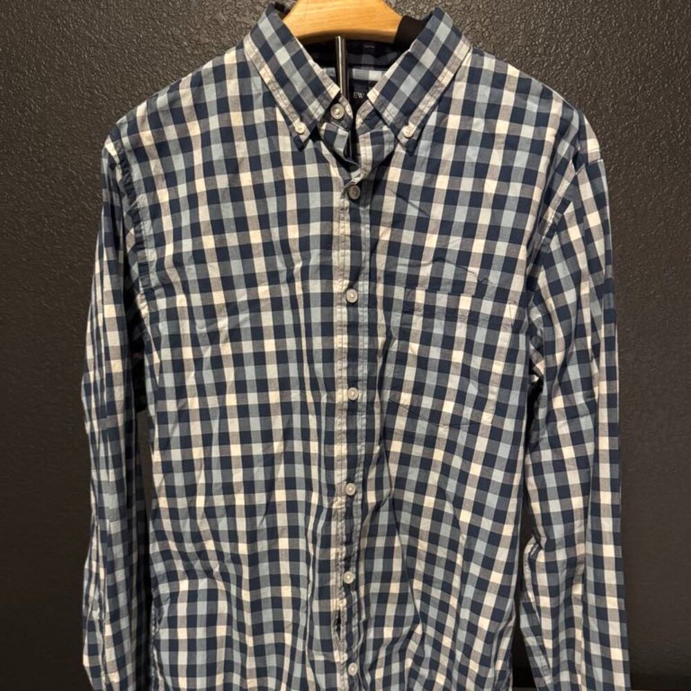 J.Crew Men’s Gingham Button-Down Shirt – Size Large – 100% Cotton
